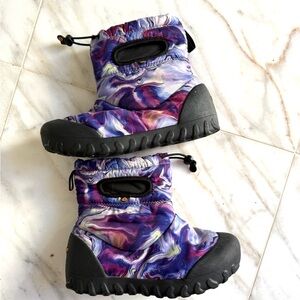 Bogs Kids Purple Waterproof Oil Twist Marble B-Moc Snow Boots Big Size 4 Youth